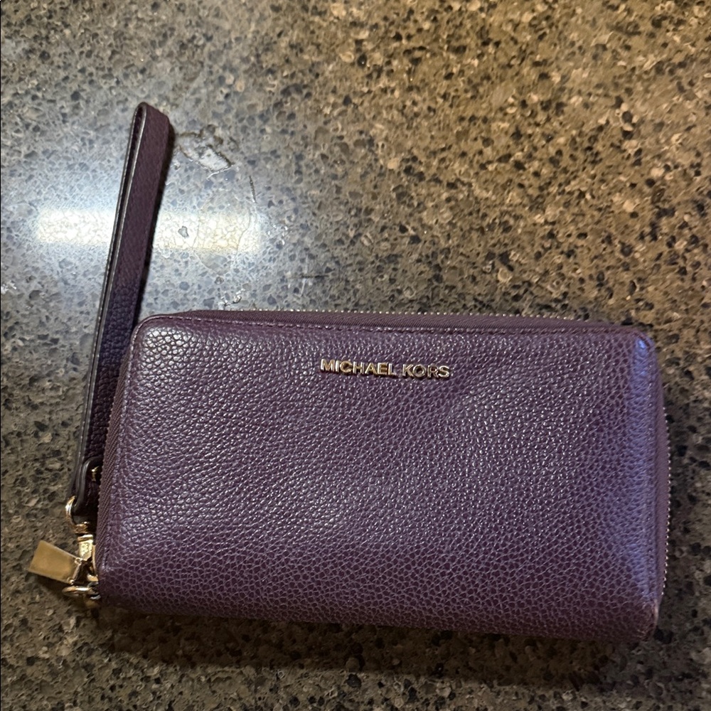 Michael Kors Plum Leather Wristlet